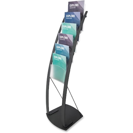 Deflecto Literature Floor Stand, 6 Compartments, 13"x16-1/2"x49", BK DEF693104